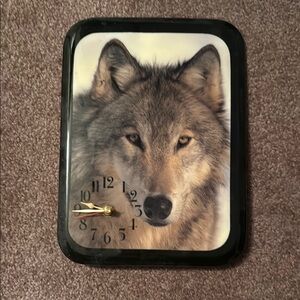 Wolf Design Wall Clock - Black and Brown